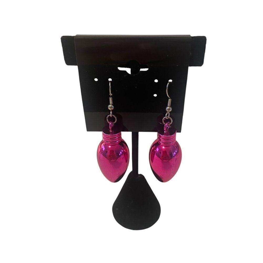 Vintage Hot Pink Christmas Bulb Earrings.